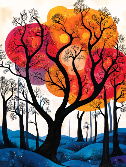 Abstract Forest Of Colorful Trees