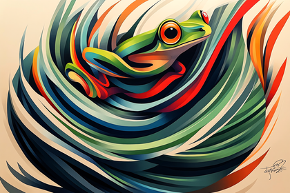 Abstract Frog in Swirl of Colors