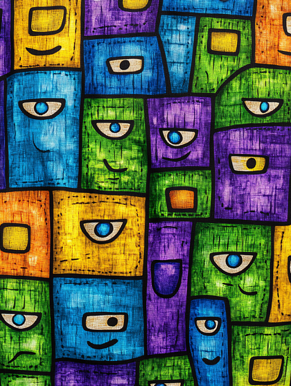 Abstract Geometric Faces Pattern