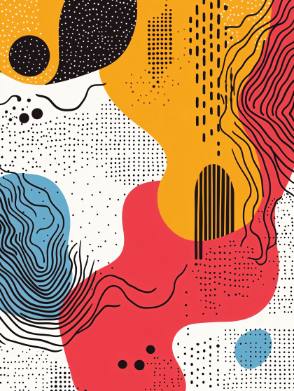 Abstract Geometric Shapes with Dotted Patterns