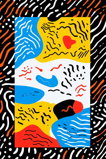 Abstract Geometric Shapes with Wavy Lines