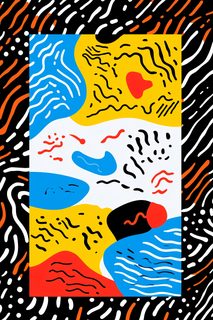 Abstract Geometric Shapes with Wavy Lines