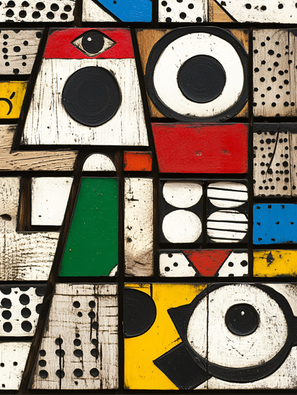 Abstract Geometric Wood Panel