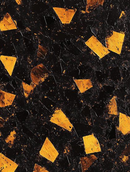 Abstract Gold Geometric Shapes on Black Background