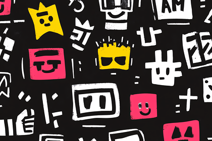 Abstract Graffiti Pattern With Faces and Shapes