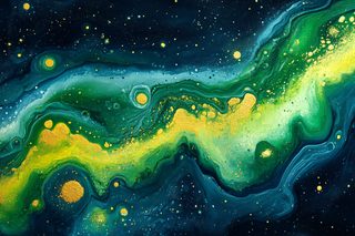 Abstract Green and Gold Galaxy