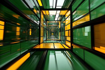 Abstract Green And Yellow Tunnel