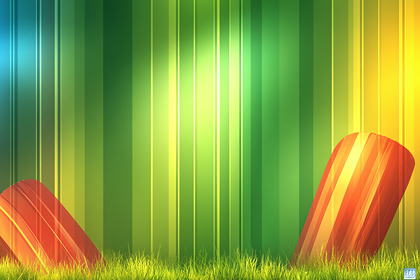 Abstract Green Stripes with Cylinders