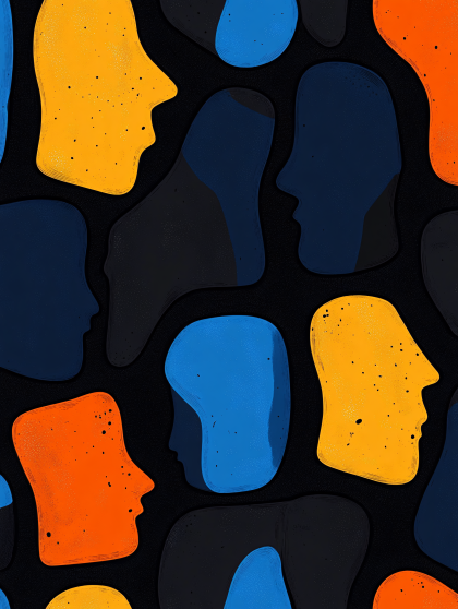 Abstract Head Silhouettes Pattern
