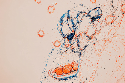 Abstract Hockey Player and Fruit