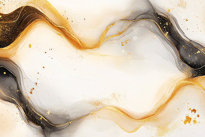 Abstract Ink Wash with Gold