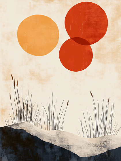 Abstract Landscape With Circles And Grass