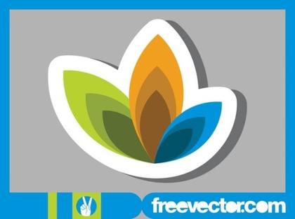 Abstract Leaves Sticker Free Vector