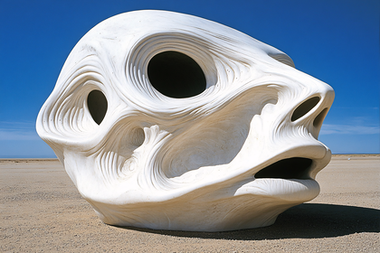 Abstract Marble Head in Desert