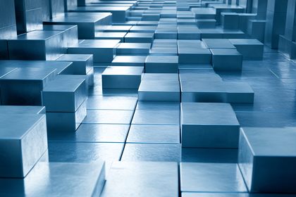 Abstract Metallic Blue Cubes Background