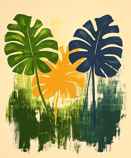 Abstract Monstera Trio