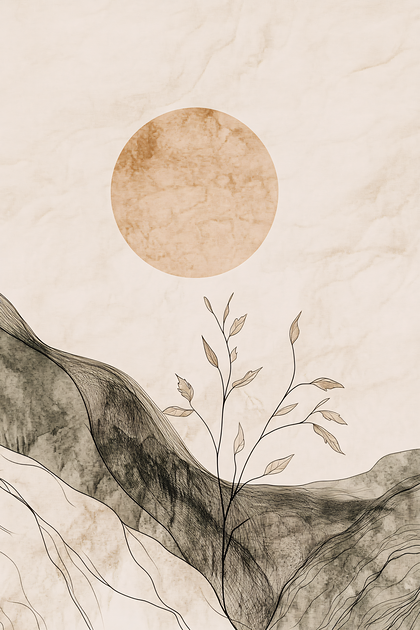 Abstract Mountain Landscape With Sun