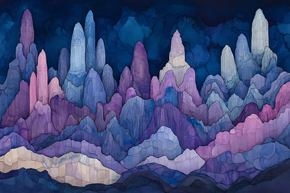 Abstract Mountain Range Watercolor