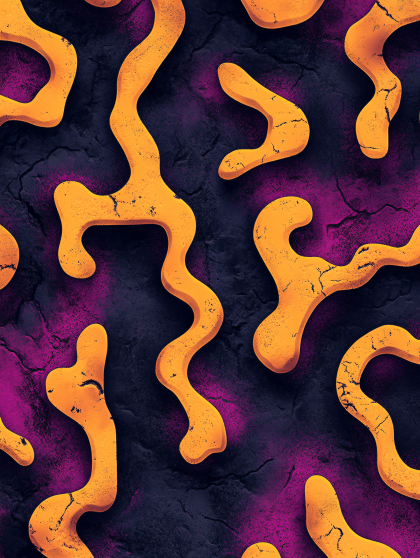 Abstract Orange Shapes On Textured Dark Background
