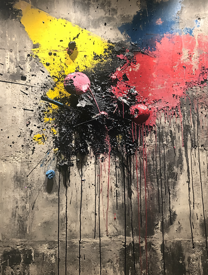 Abstract Paint Splatter Art with Spheres