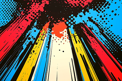 Abstract Paint Splatter With Halftone Background