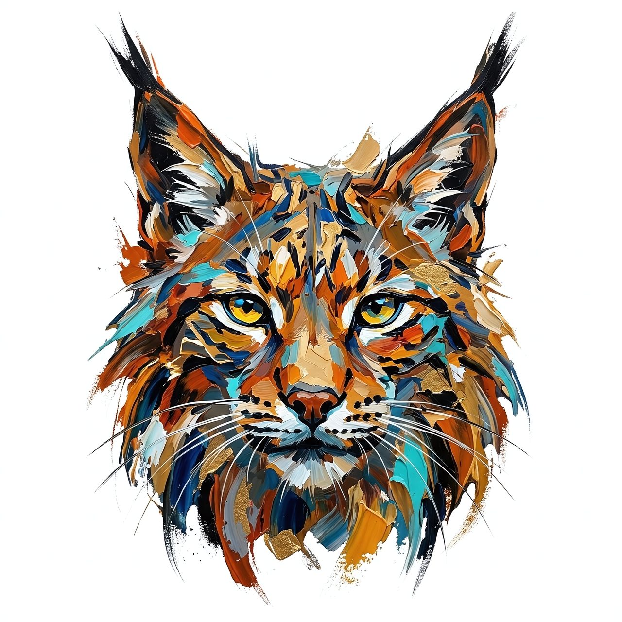 Abstract Palette Knife Lynx Portrait