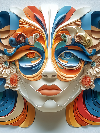Abstract Papercraft Face Mask