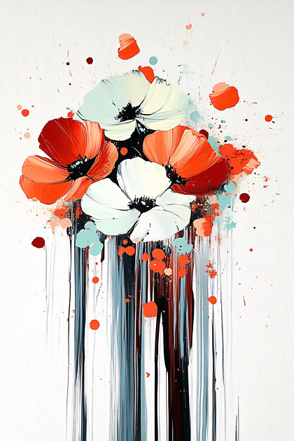 Abstract Poppy Drip Painting