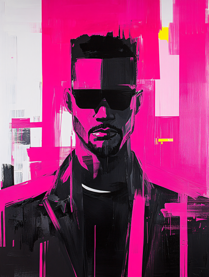 Abstract Portrait In Pink and Black