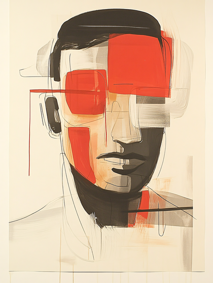 Abstract Portrait In Red And Black