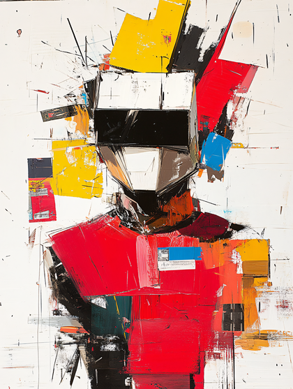 Abstract Portrait of a Figure in Red