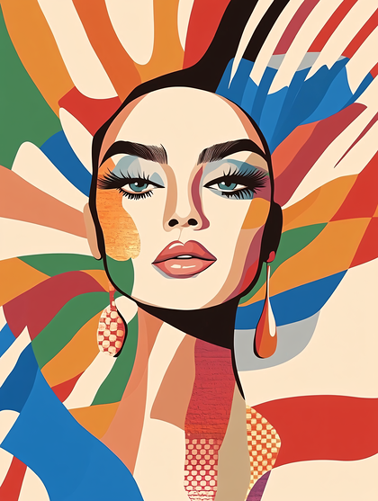 Abstract Portrait of a Woman with Colorful Background