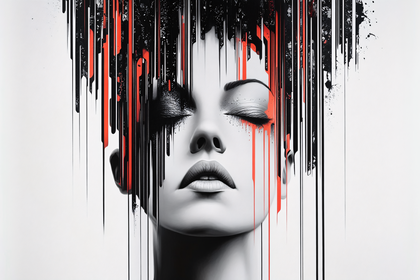 Abstract Portrait with Dripping Paint