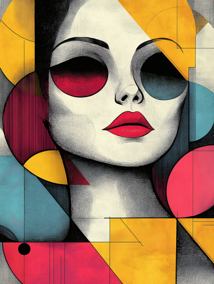 Abstract Portrait with Geometric Shapes