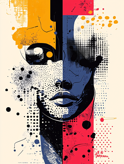 Abstract Portrait with Geometric Shapes
