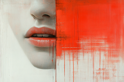 Abstract Portrait with Red Paint
