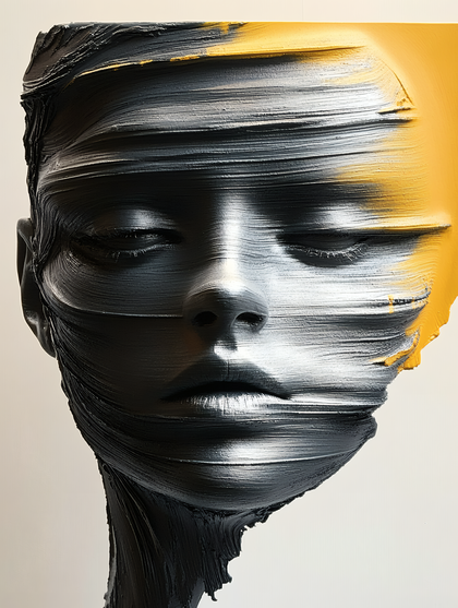 Abstract Portrait with Textured Lines