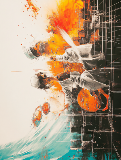 Abstract Prayer In Orange And Black