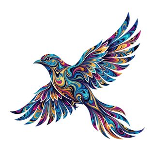 psychedelic flying bird