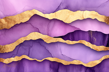 Abstract Purple and Gold Layers