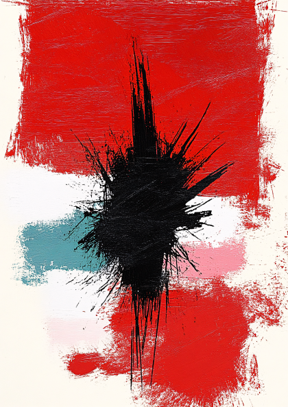 Abstract Red and Black Brushstrokes