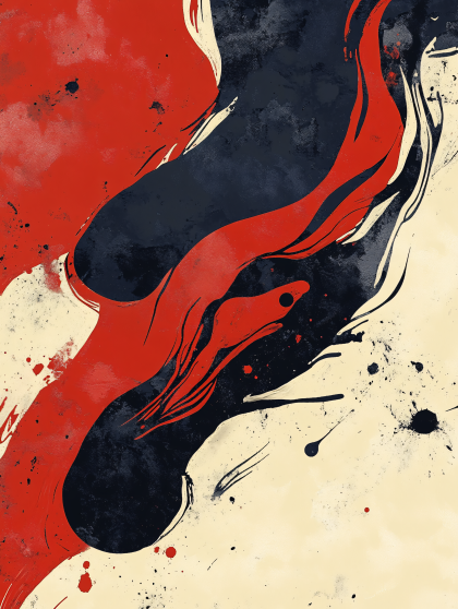 Abstract Red and Black Strokes