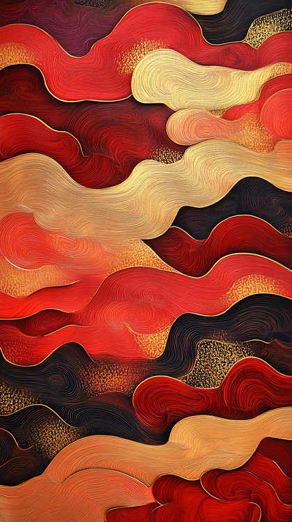 Abstract Red And Gold Waves
