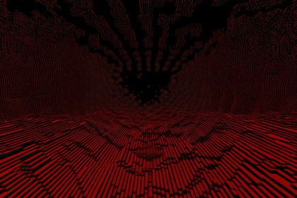 Abstract Red Pixelated Tunnel
