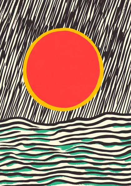 Abstract Sun Over Water