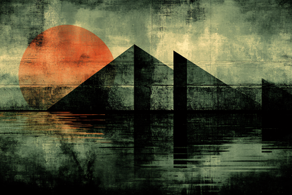Free Download Abstract Landscape with Sunset, Geometric Shapes, Textured