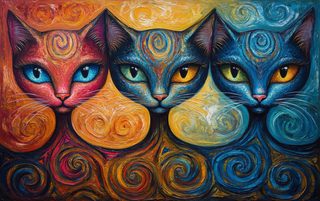 abstract swirl cats