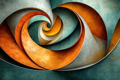 Abstract Swirls of Orange and Gray