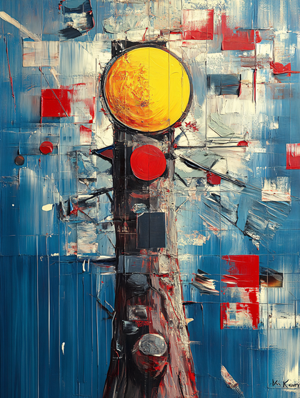 Free Download Abstract Painting of a Traffic Light with Yellow and Red ...