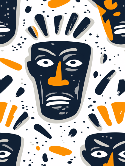 Abstract Tribal Faces Pattern